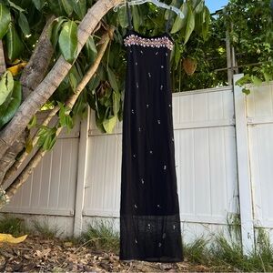 Vintage 90’s Hugo Buscati Collection Black Dress with Intricate Detailing.